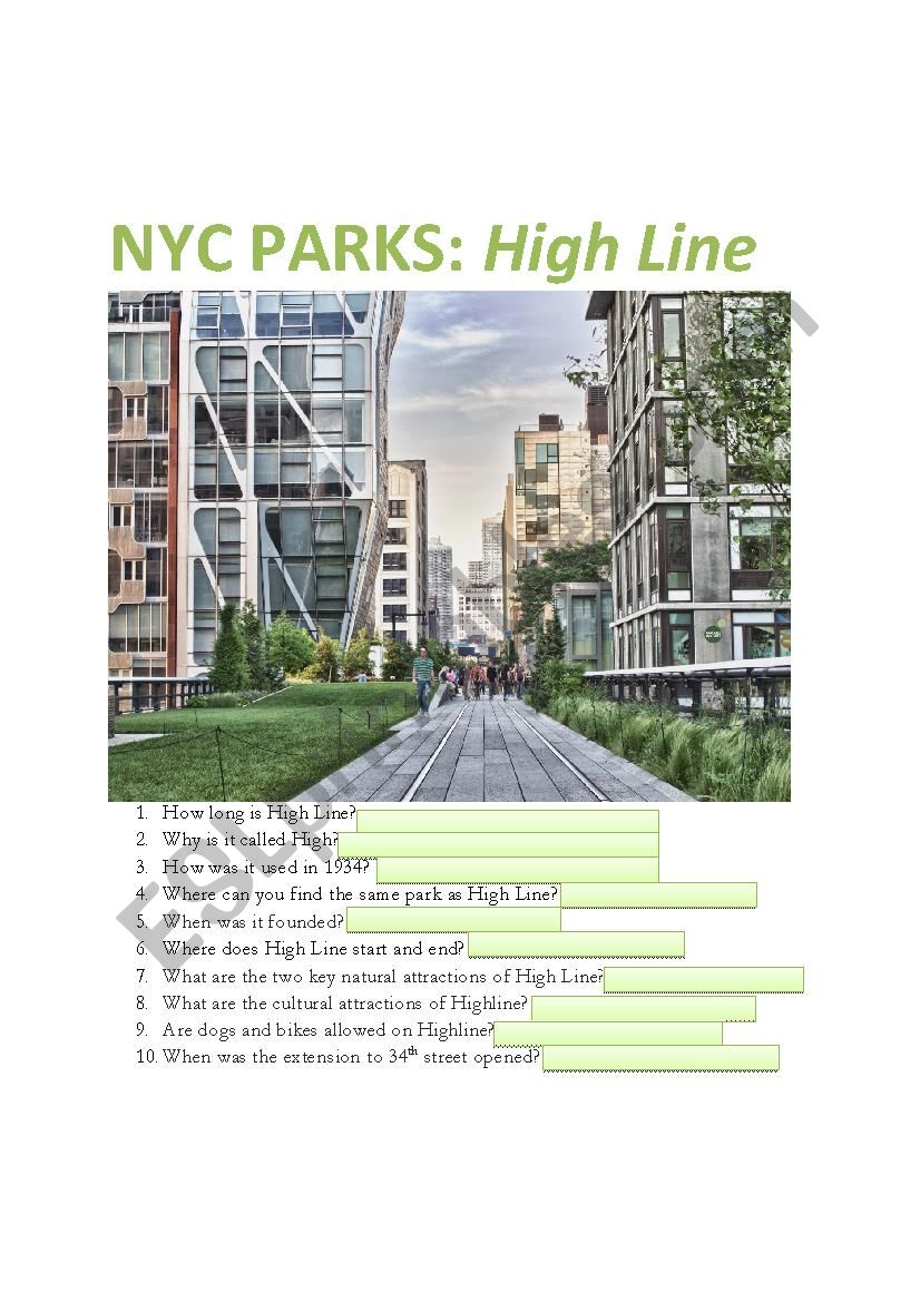 NYC parks (Highline) research activity