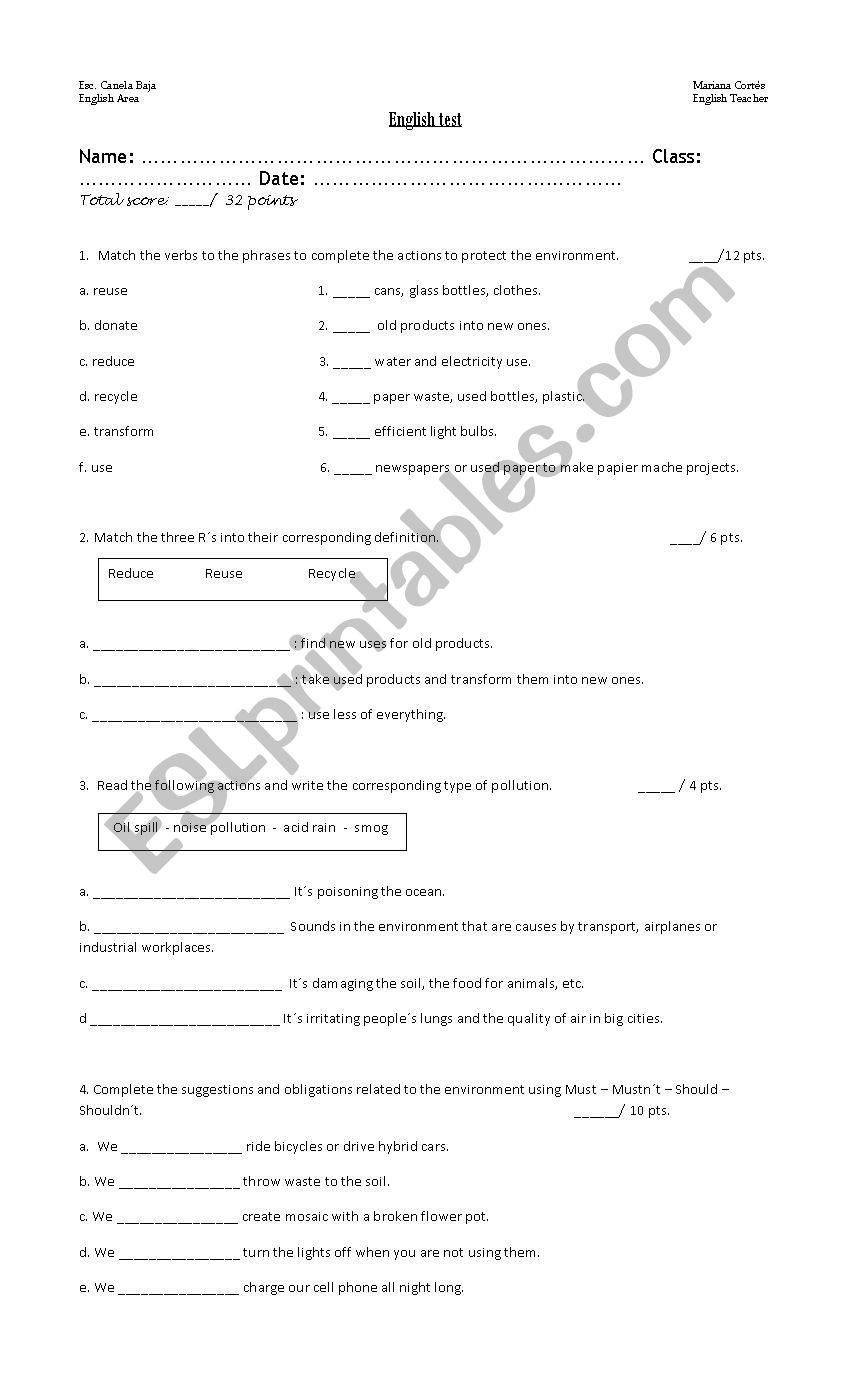 Global Warming  worksheet