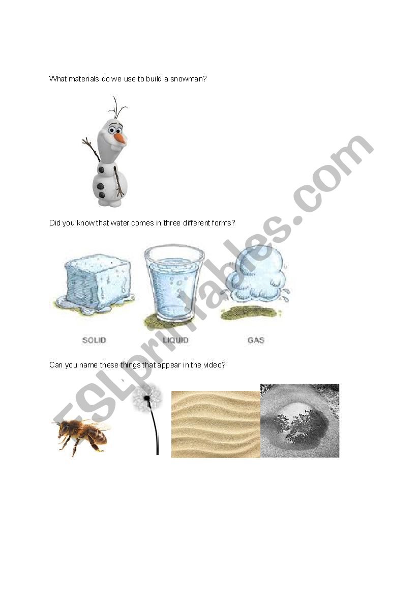 In Summer (Frozen) Activity worksheet