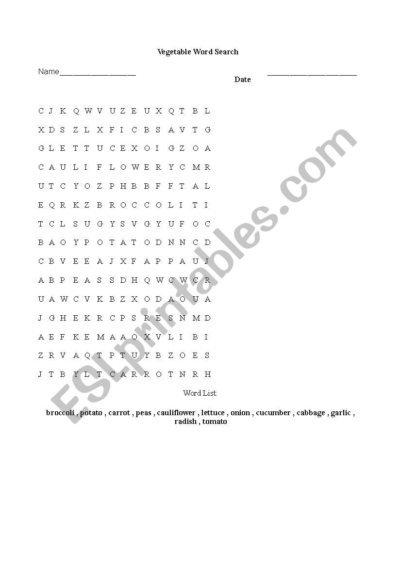 food wordsearch worksheet