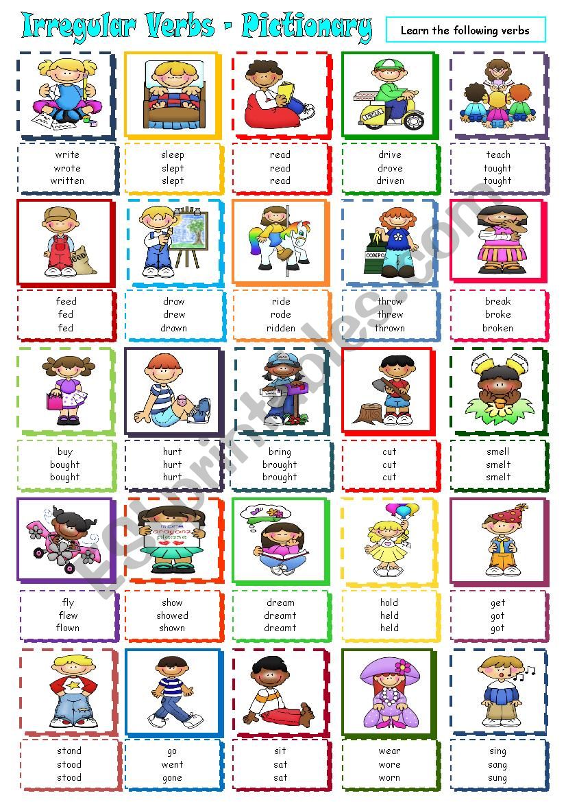 Irregular Verbs - Pictionary worksheet