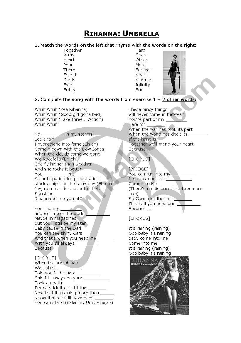 Rihanna - Umbrella worksheet