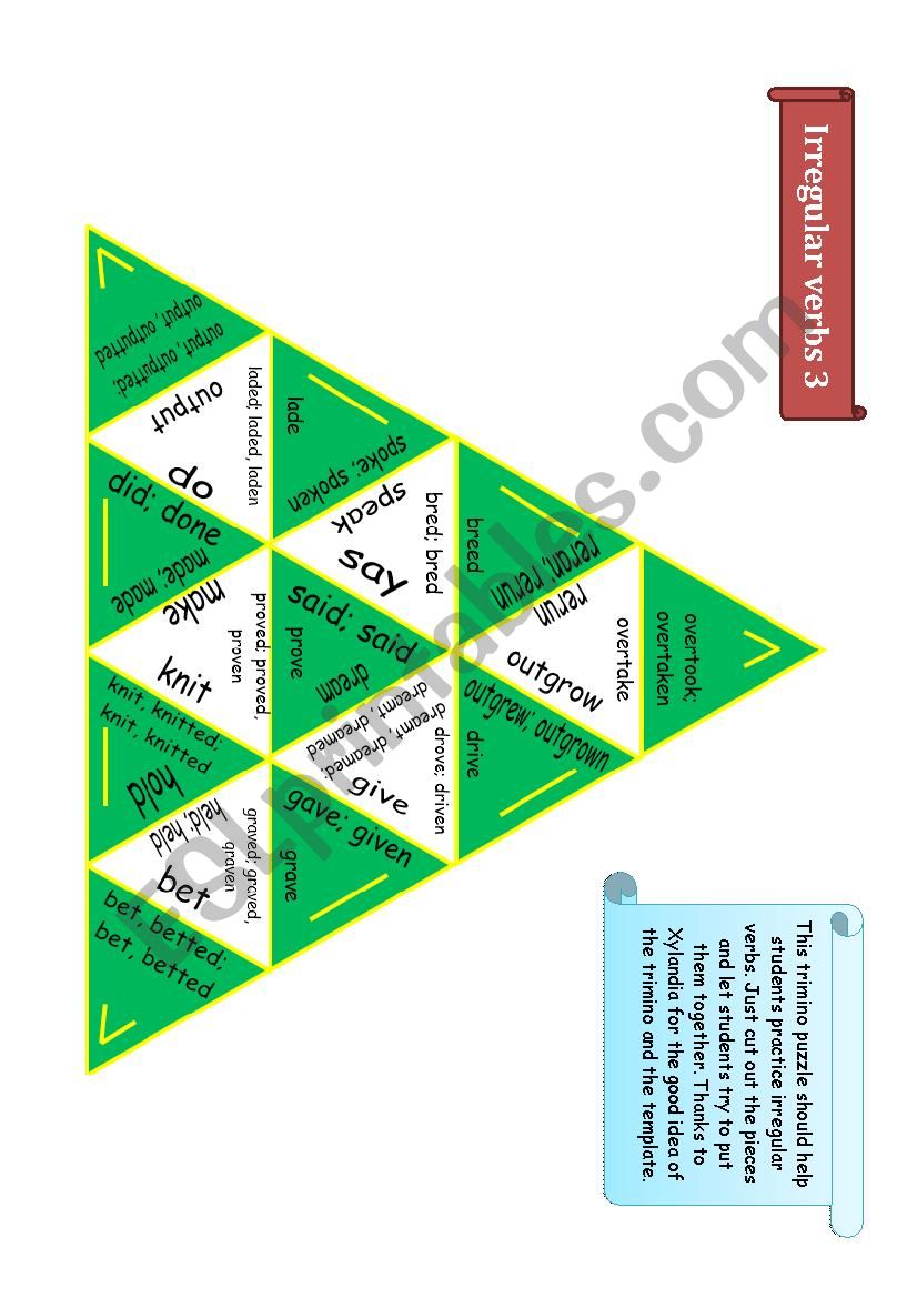 Trimino - Irregular verbs game (part 3)