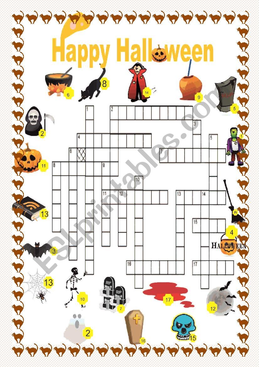 halloween crossword worksheet