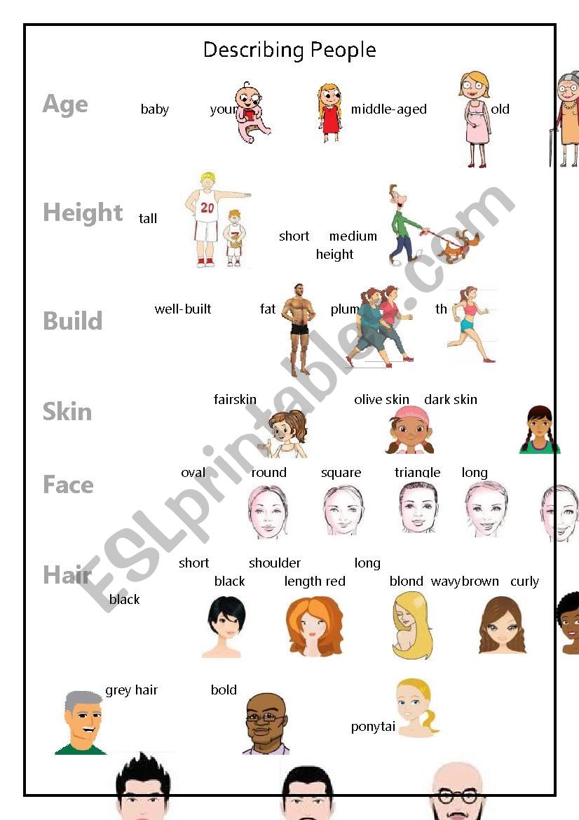 Describing People worksheet