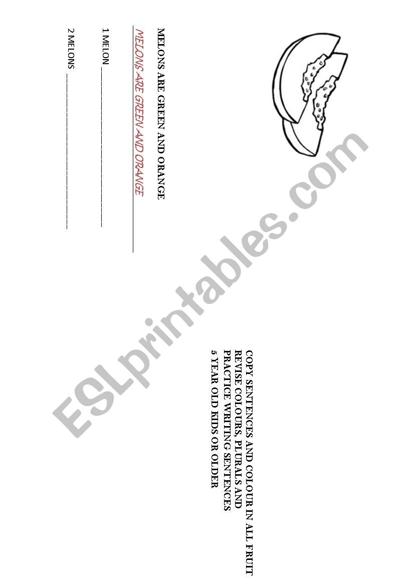 Fruit, colours and plurals worksheet
