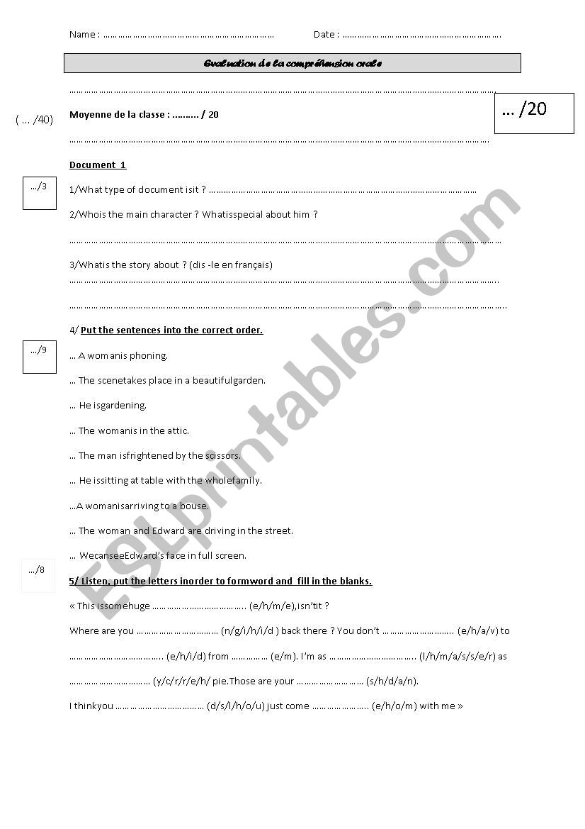 listening comprehension test pdf