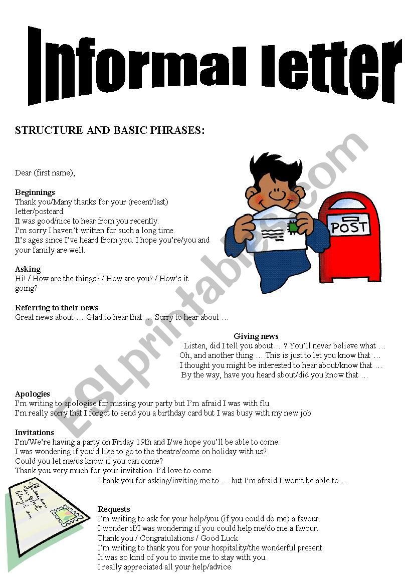 informal letter worksheet