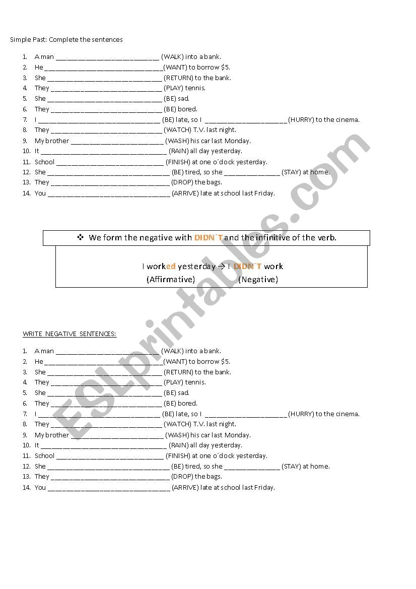 Simple Past worksheet