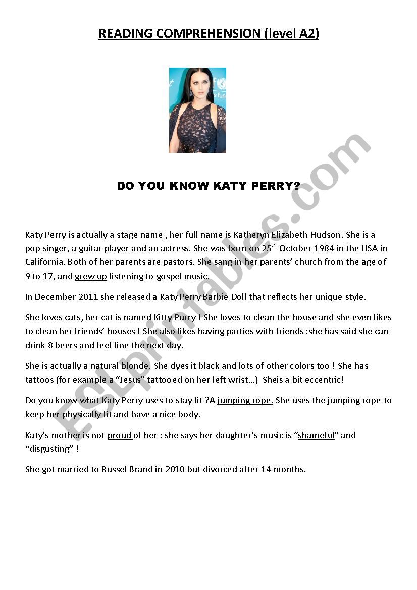 KATY PERRY worksheet