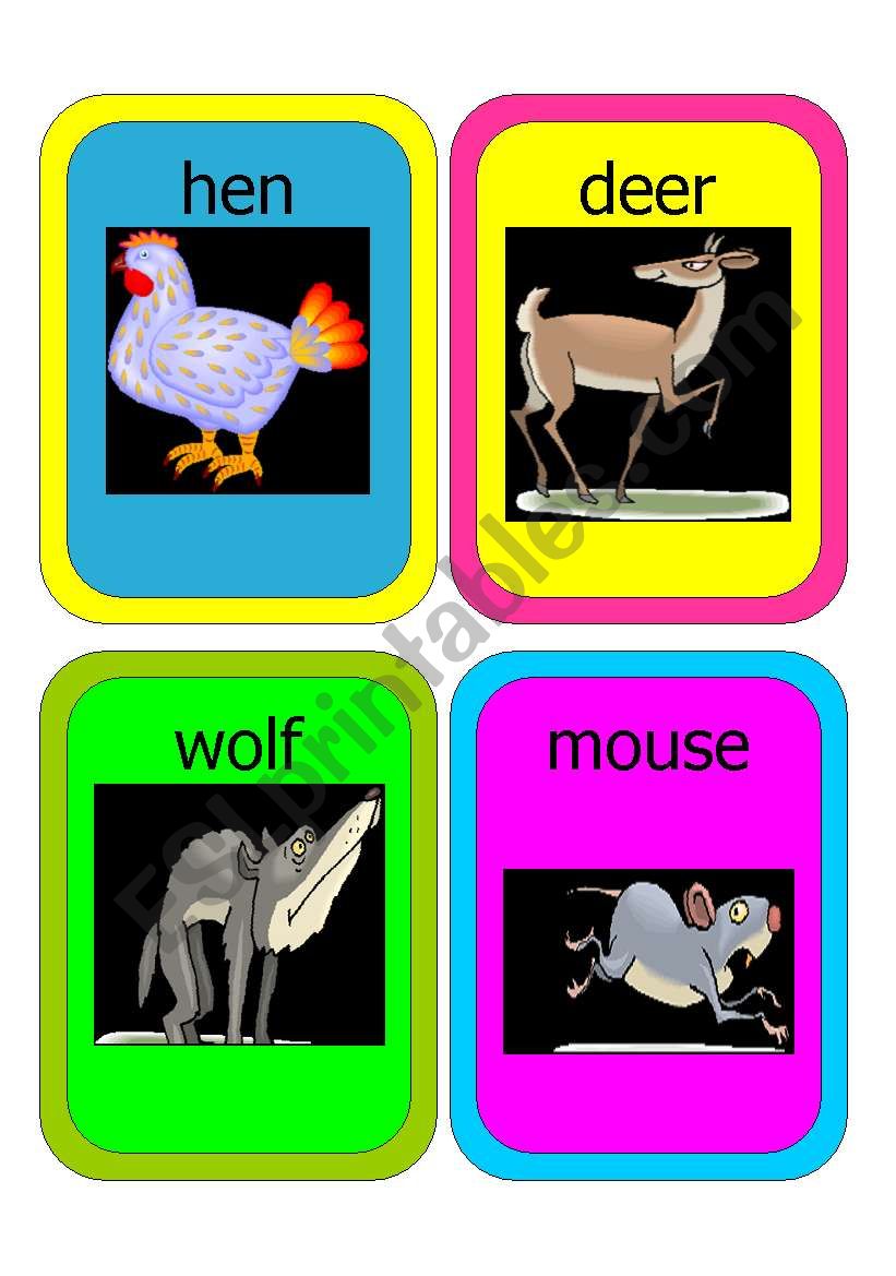 animal flashcards worksheet