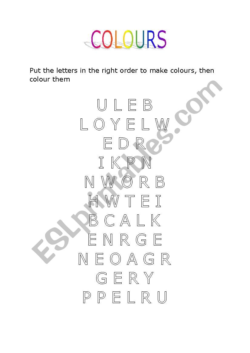 COLOURS worksheet