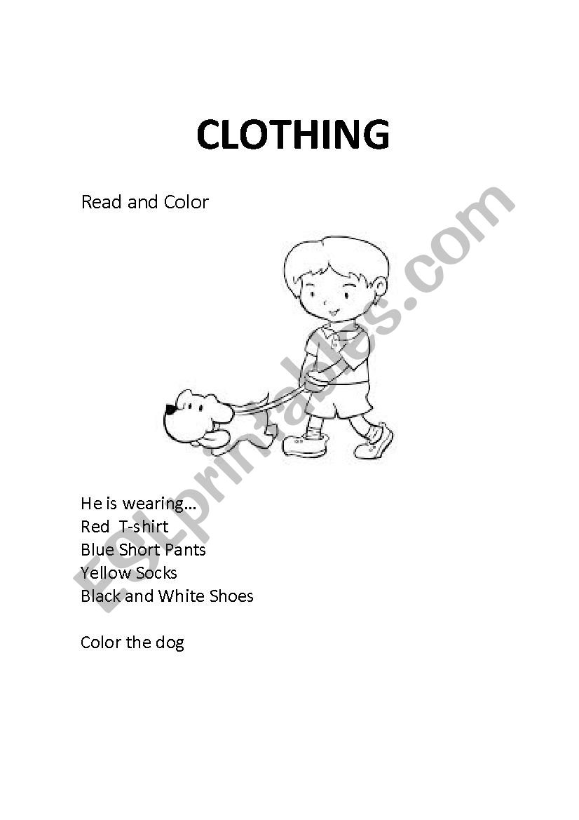 Clothing and colors worksheet