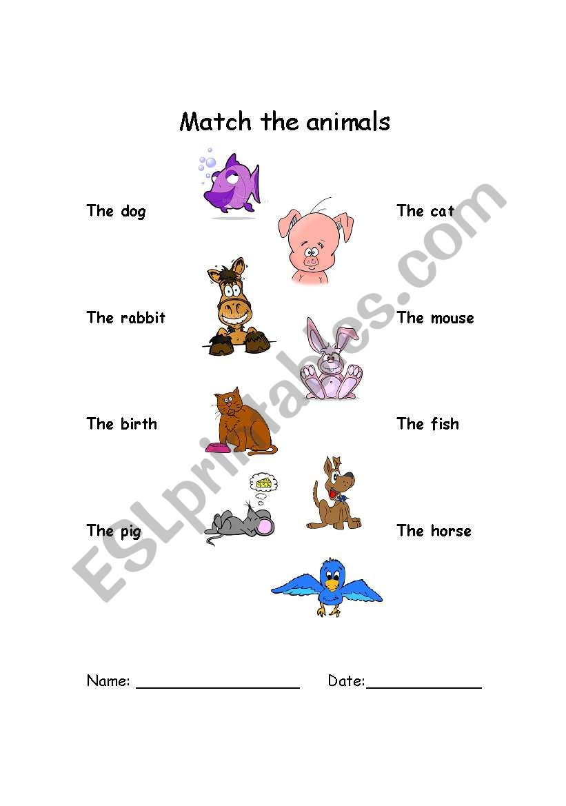 Math the animals  worksheet