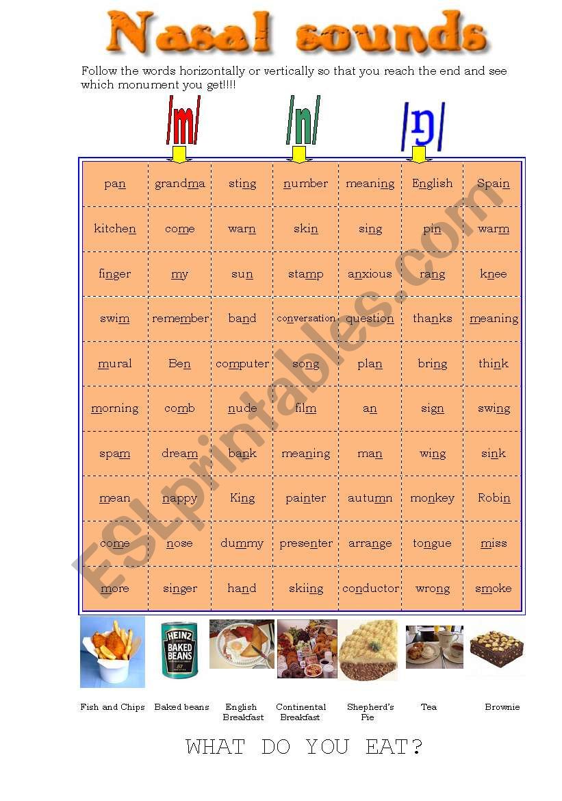 Nasal sound labyrinth worksheet