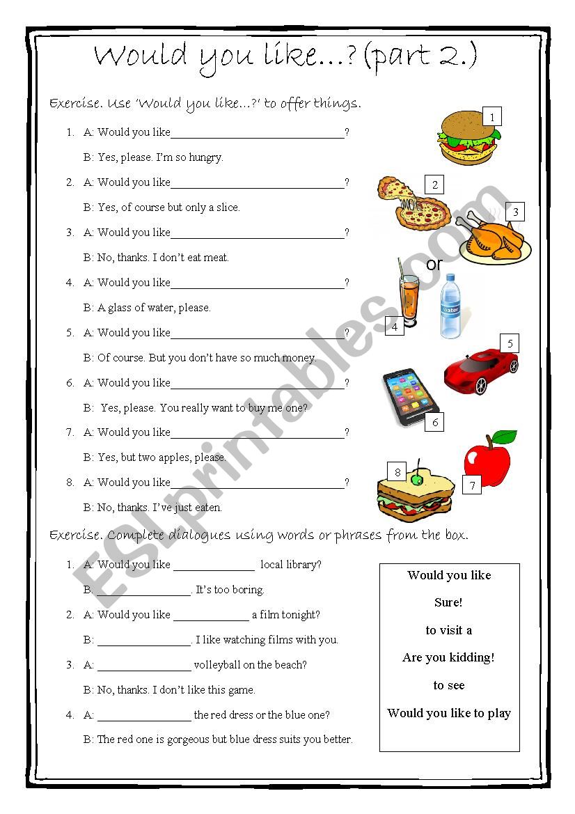 Would you like...? part 2. worksheet