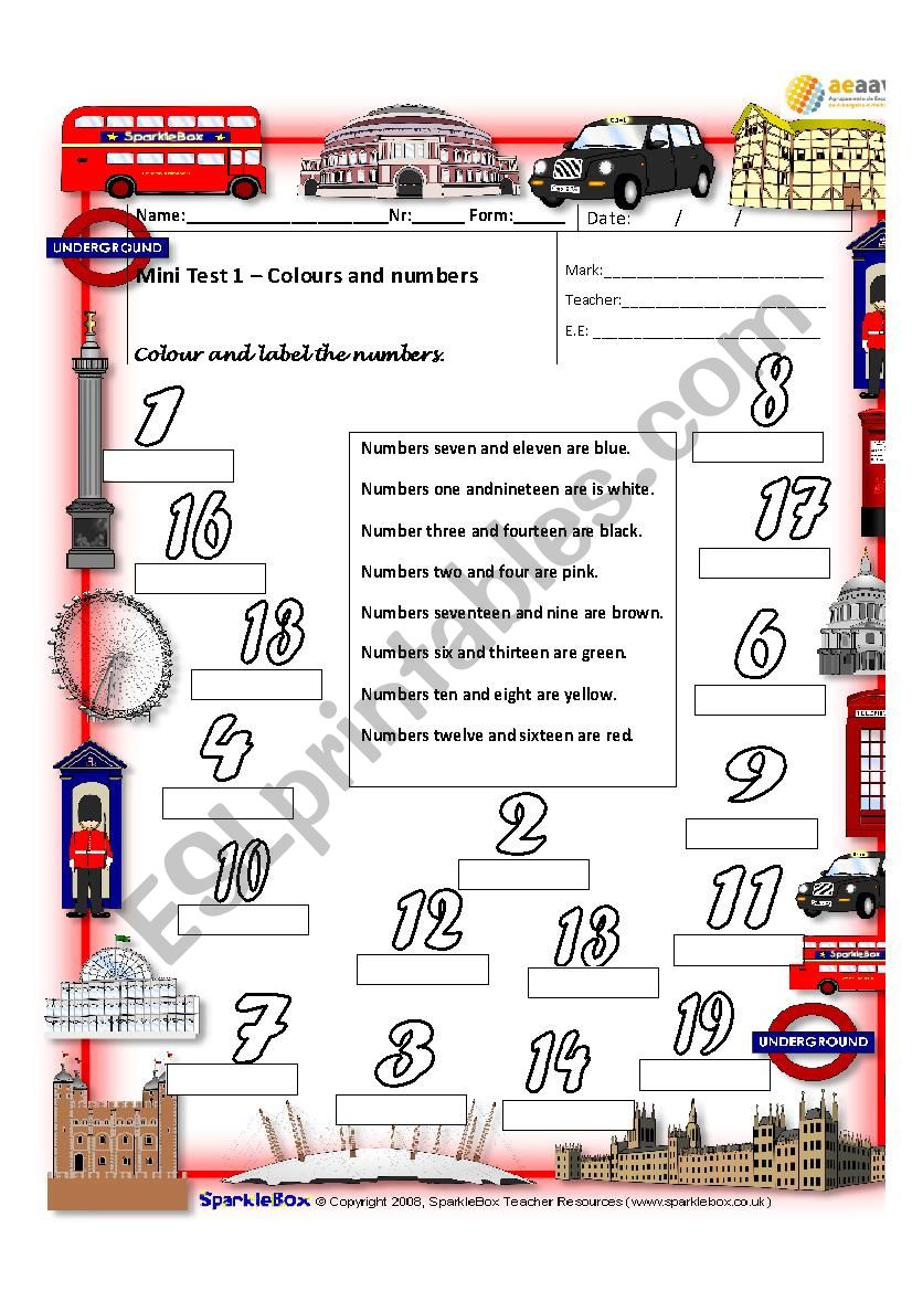 Mini test 5th worksheet