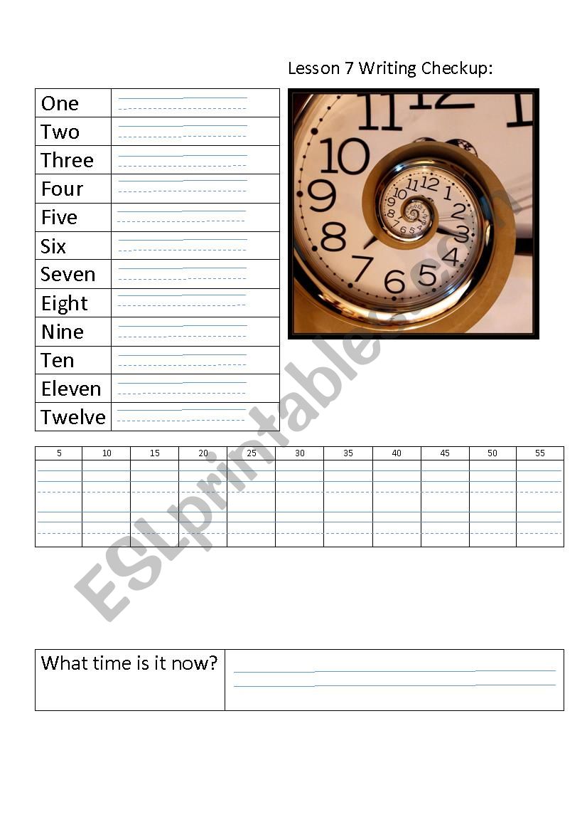 What Time is it. Writing Review Sheet