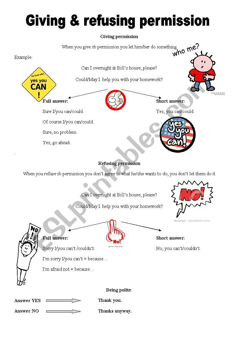 Giving & refusing permission worksheet