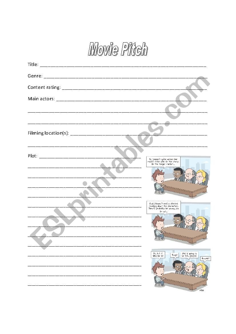 Movie Pitch worksheet