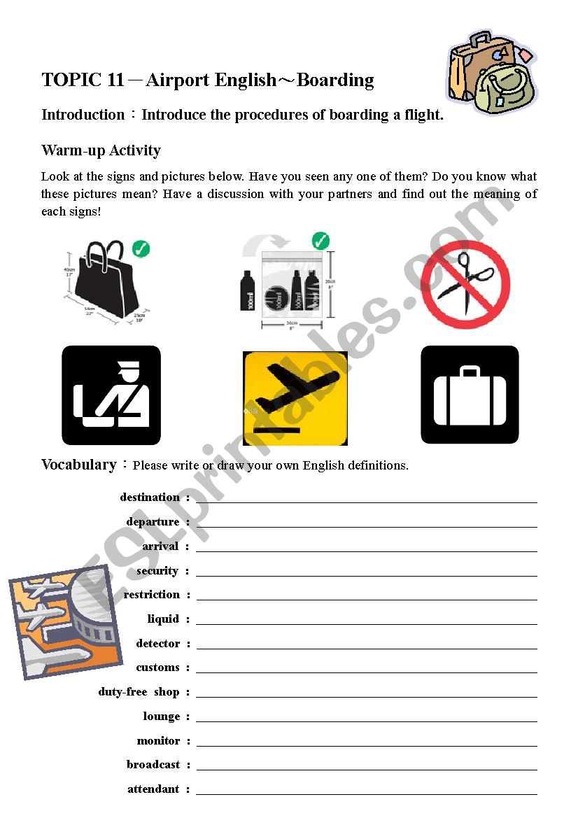Airport English worksheet