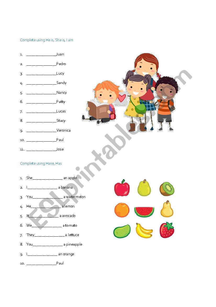 To Be & To Have for kids worksheet