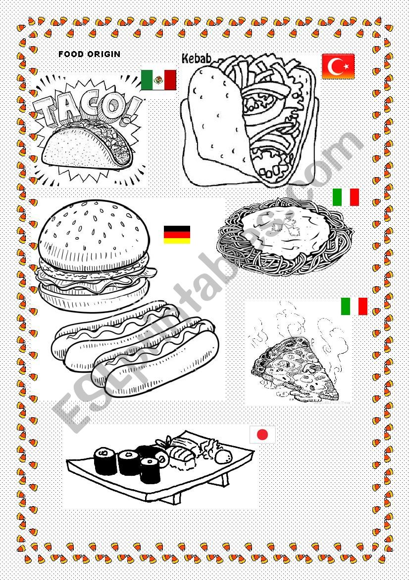 Food around the world worksheet