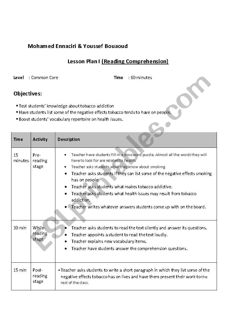 lesson plan worksheet