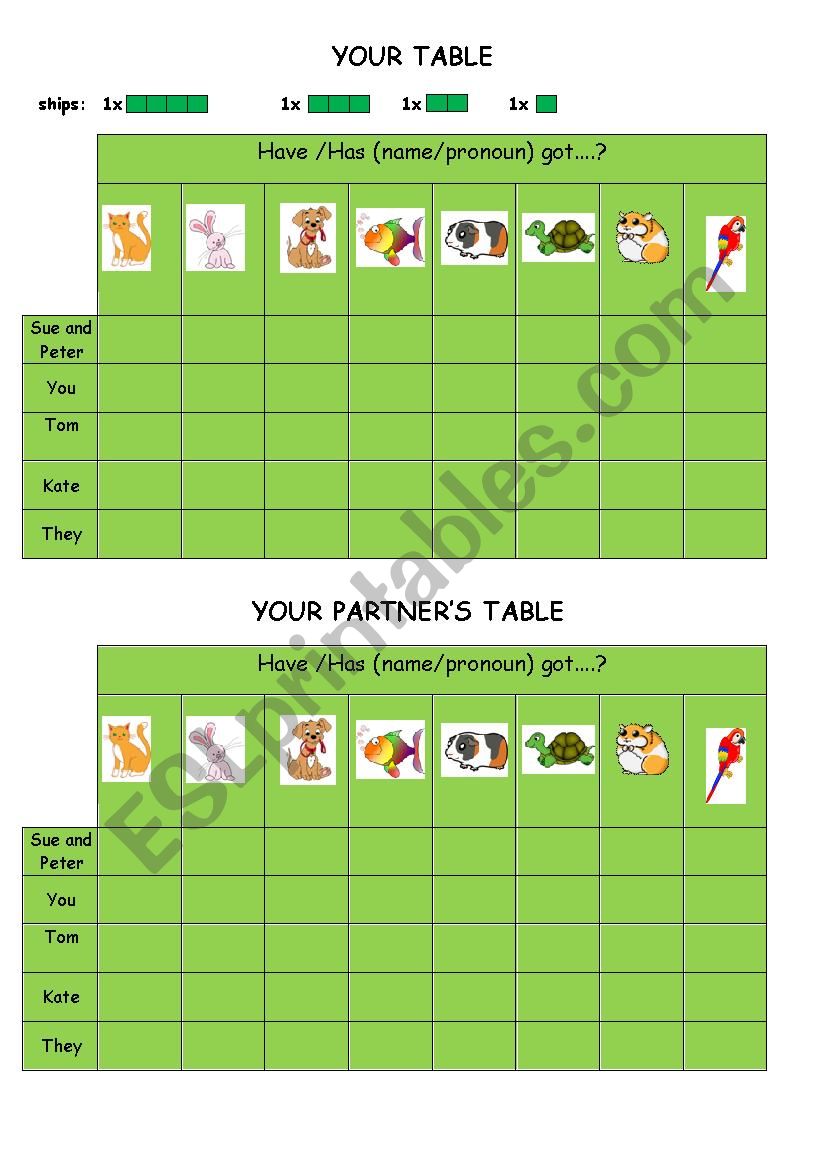 battleship worksheet