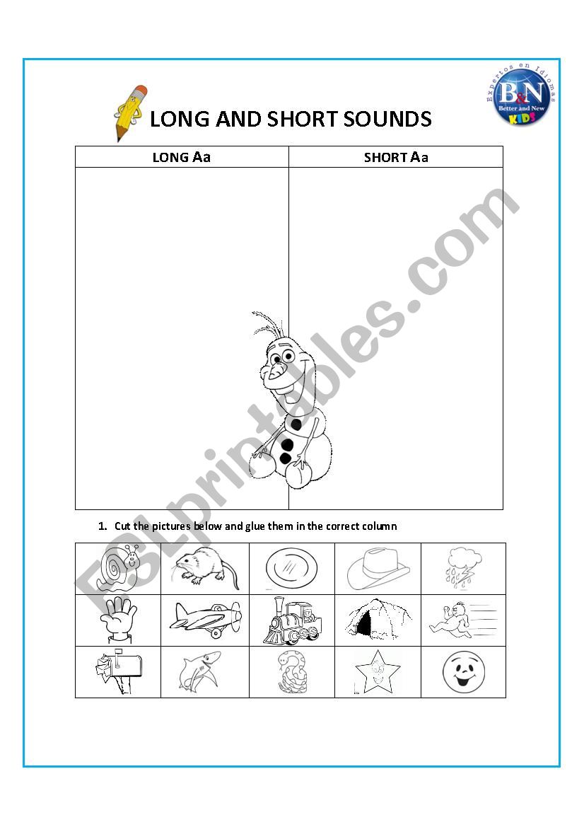 LONG AND SHORT SOUNDS worksheet