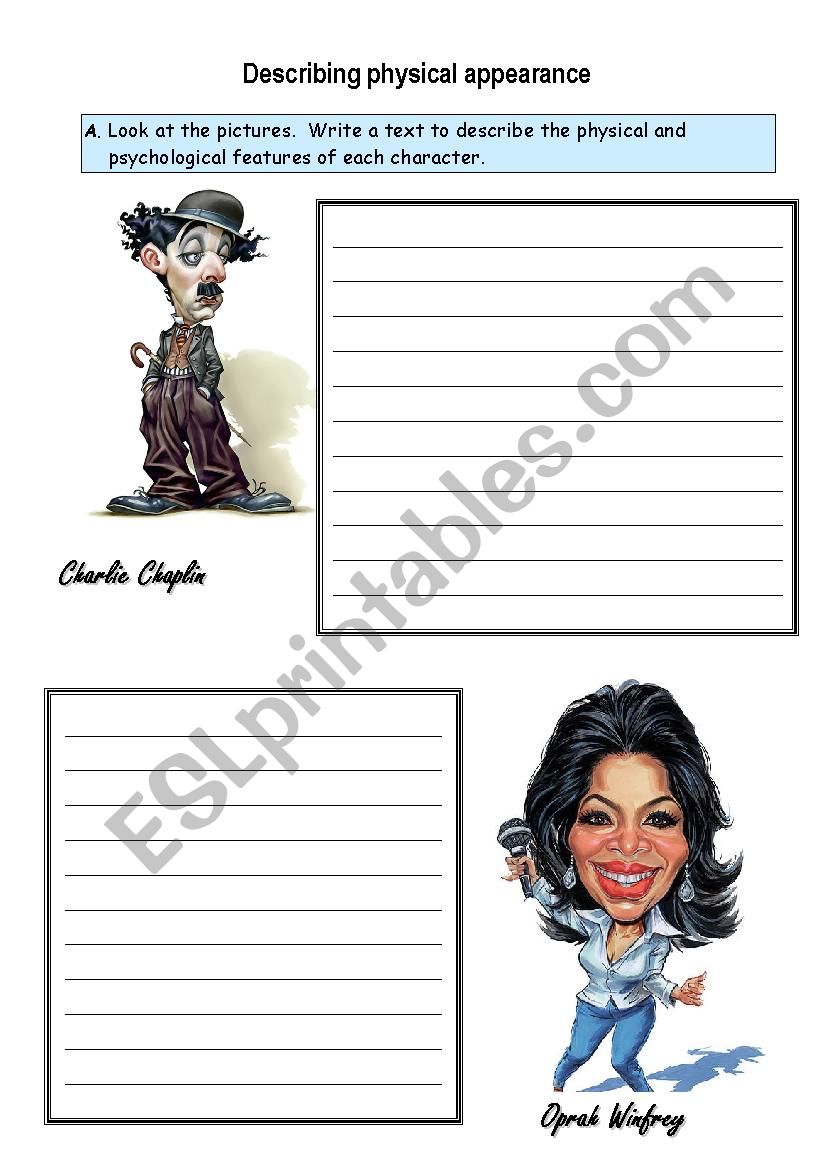 Physical appearance worksheet