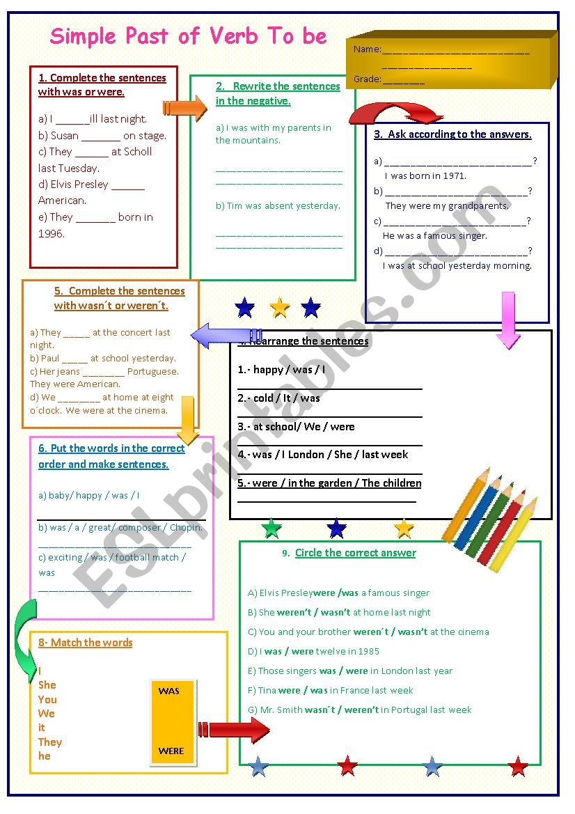 VERB TO BE , (PAST SIMPLE TENSE)