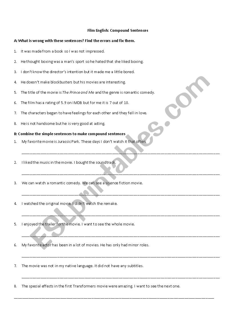 Film English - Compound sentences