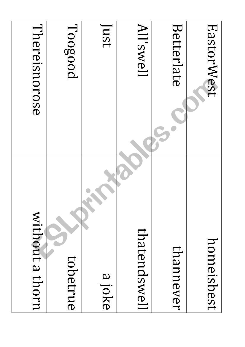 Proverbs worksheet