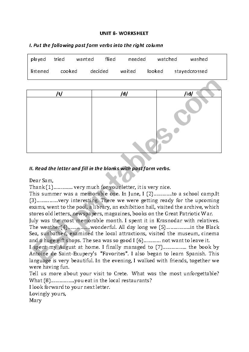 past simple worksheet