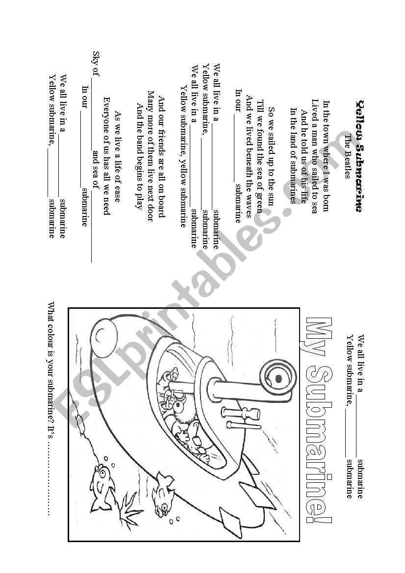 yellow submarine worksheet