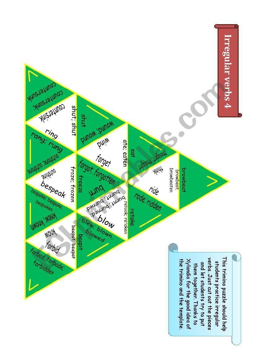 Trimino - Irregular verbs game (part 4)