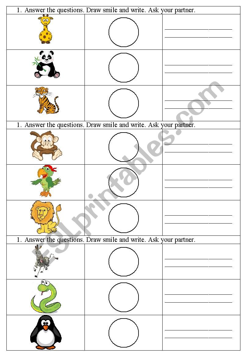 Wild animals worksheet