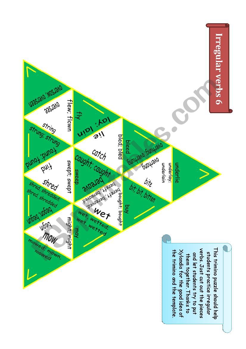 Trimino - Irregular verbs game (part 6)