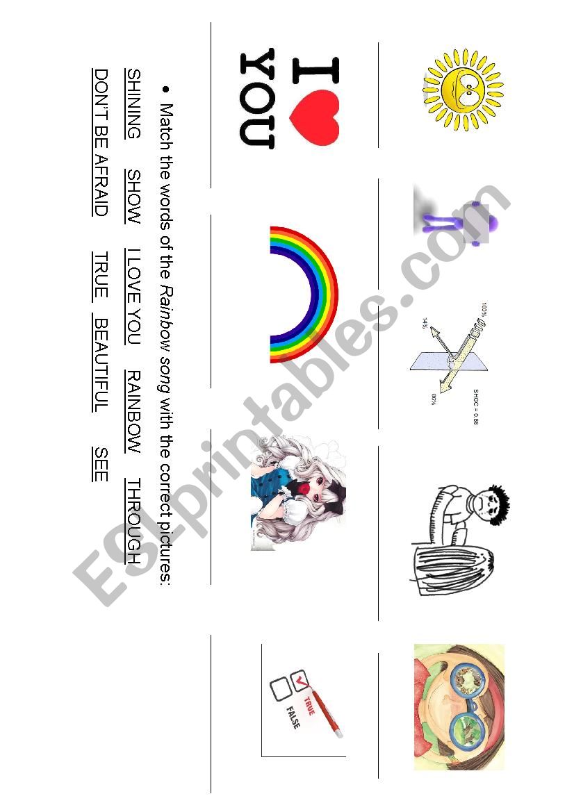 Rainbow song  worksheet