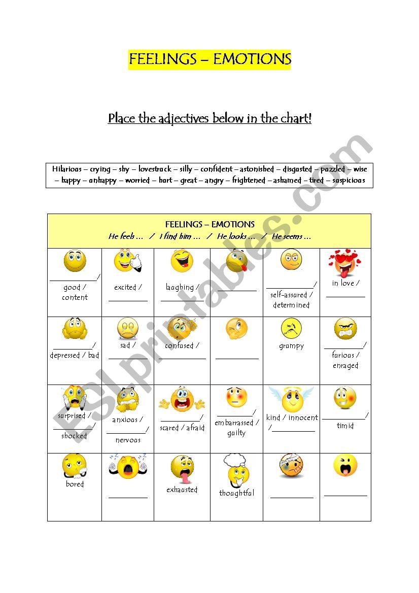 Feelings worksheet