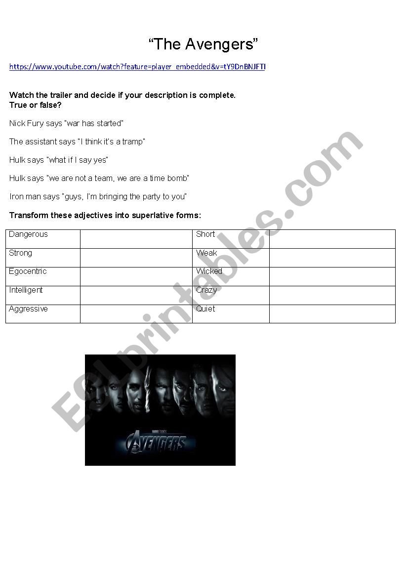 Video Comprehension worksheet