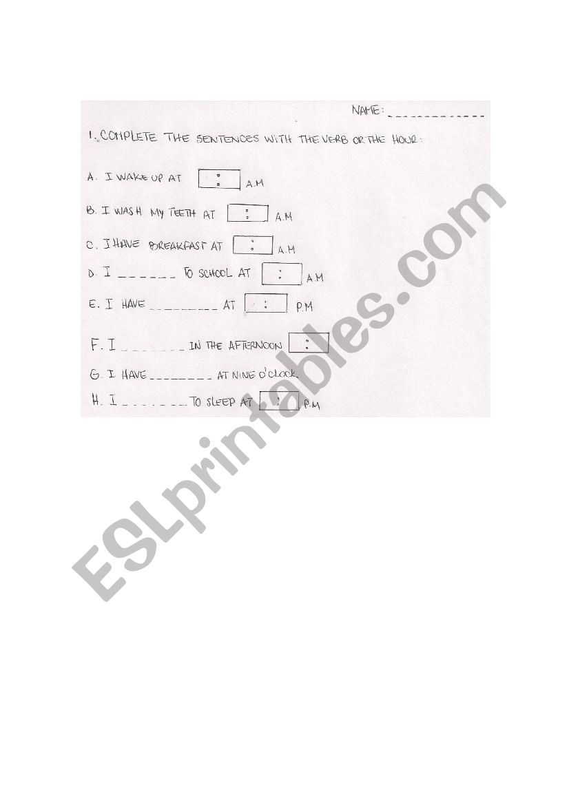 Daily Rotuine worksheet