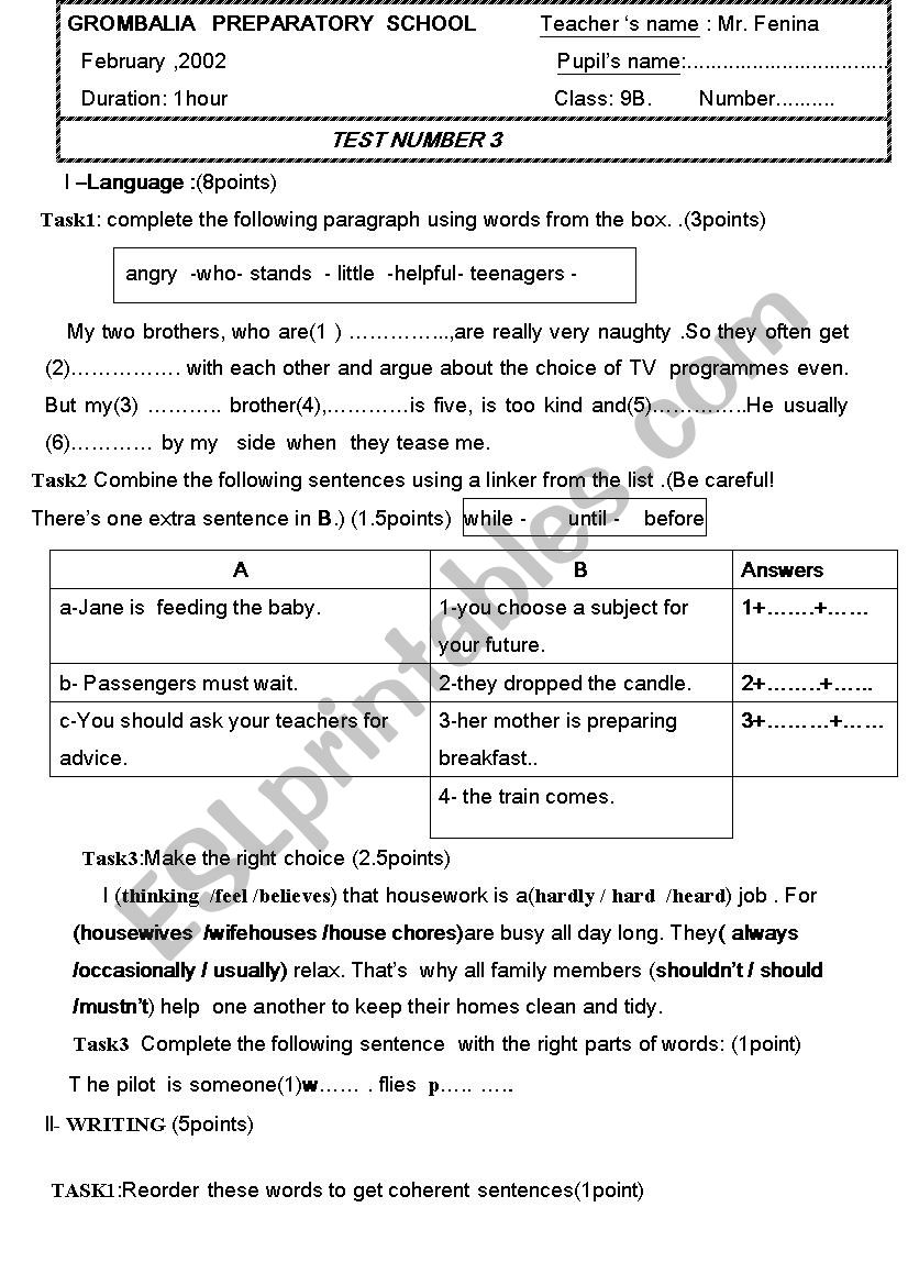 language exercises for intermediate  students