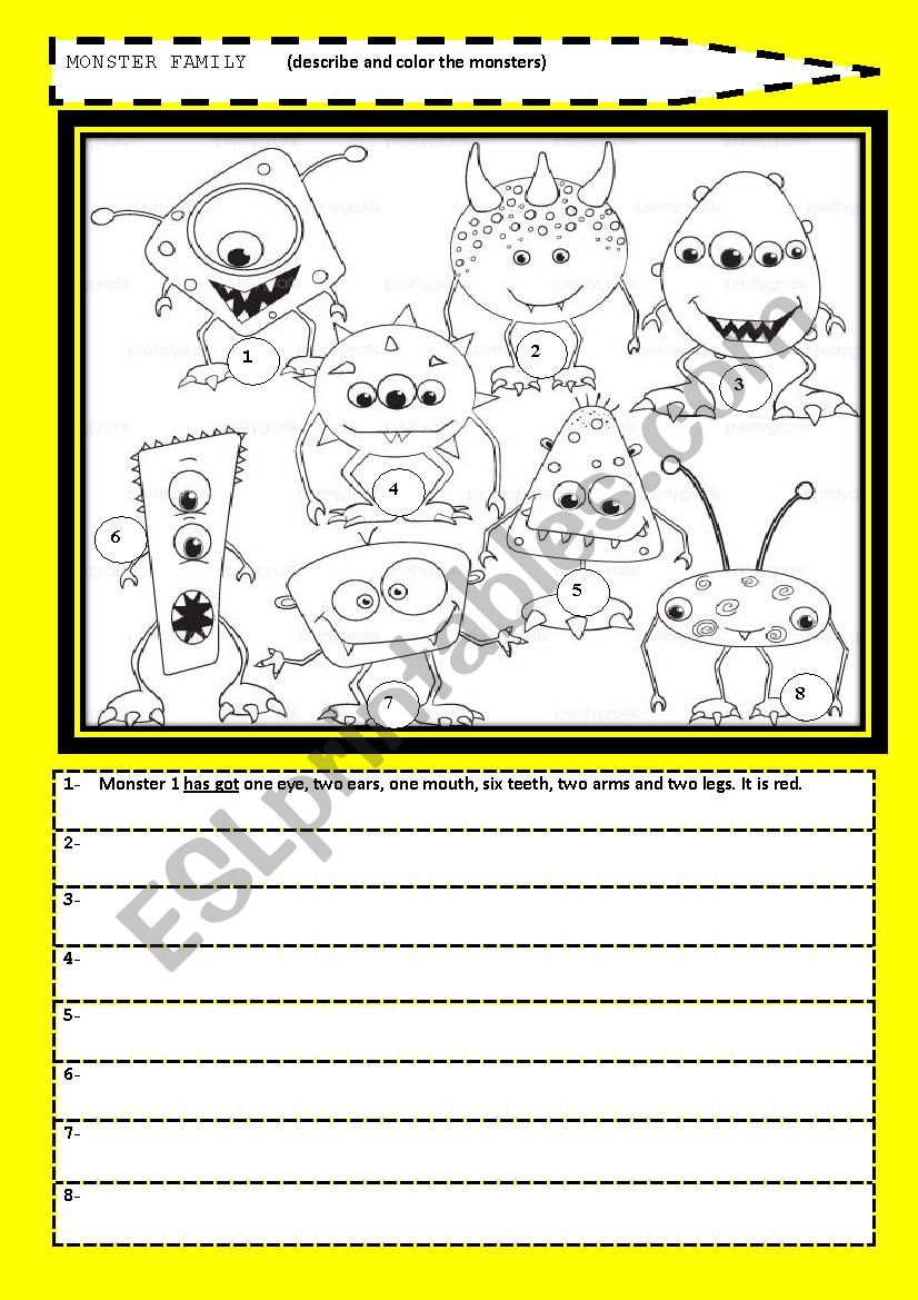 monsters worksheet