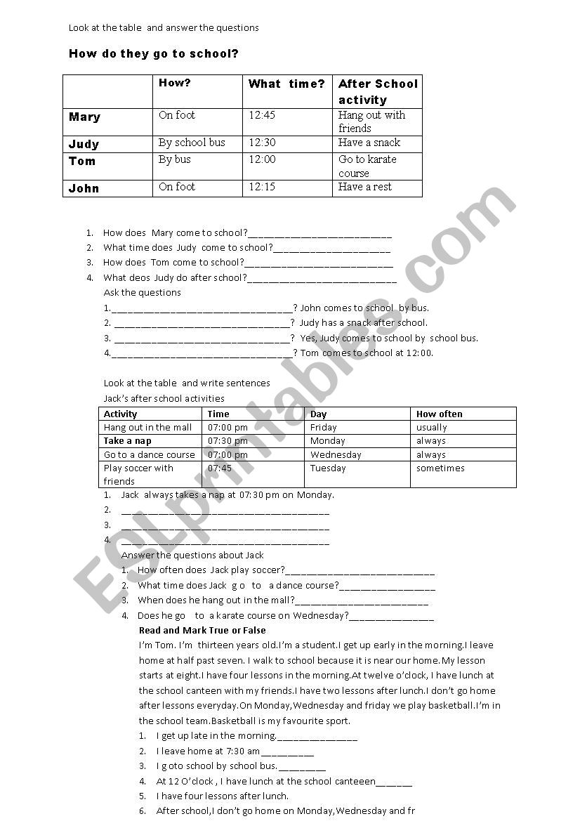 Present simple tense exercies worksheet