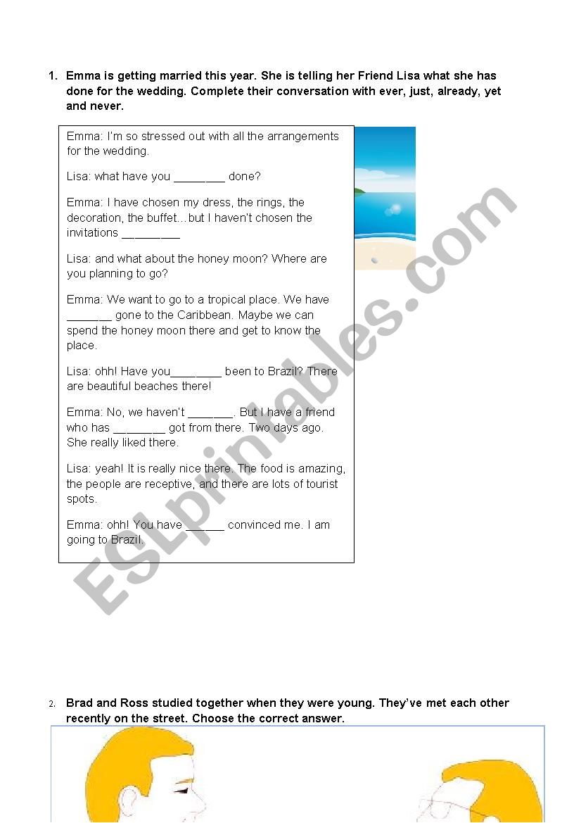 Present perfect exercises worksheet