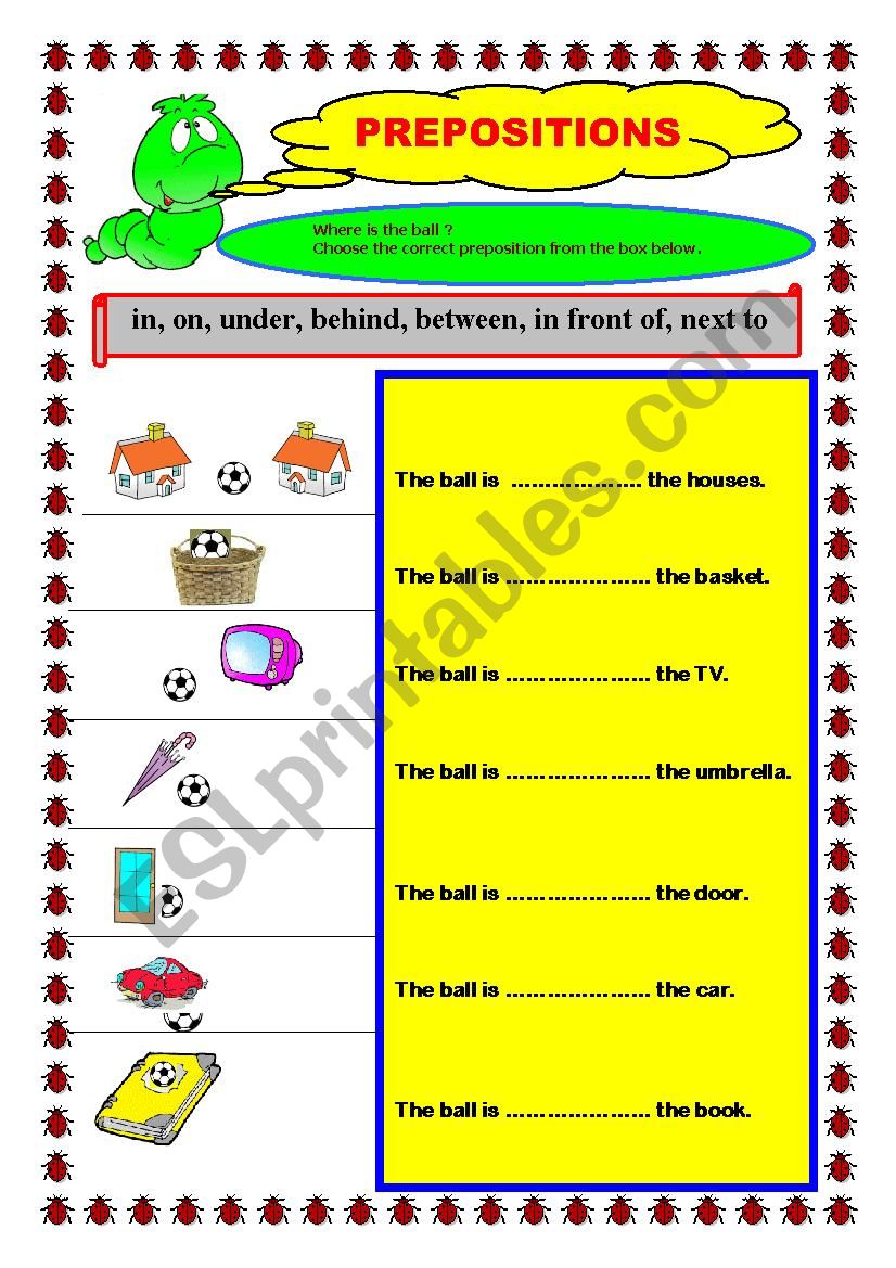 prepositions worksheet worksheet