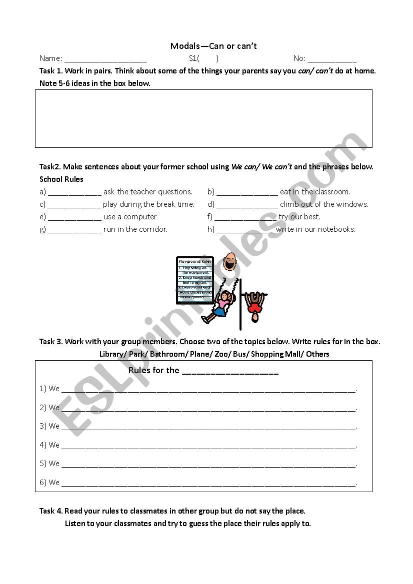 Modals worksheet