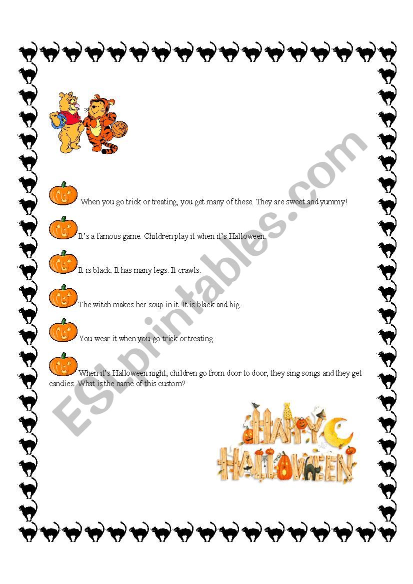 Printable Halloween Riddles Worksheets